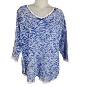 Chico's Women Sweater Size 1 Medium Blue Elizabeth 3/4 Sleeve Pullover 570230153